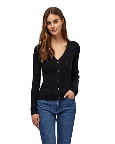 Peppercorn Damski sweter kardigan Tana Rib z długim rękawem, Czarny, XXL