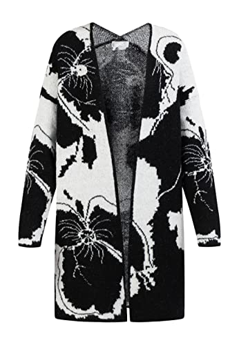 aleva Damski kardigan z dzianiny, czarny biały, XL-XXL