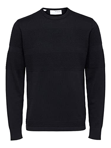 SELECTED HOMME SLHMAINE LS Knit Crew Noos sweter męski, czarny, S, czarny, S