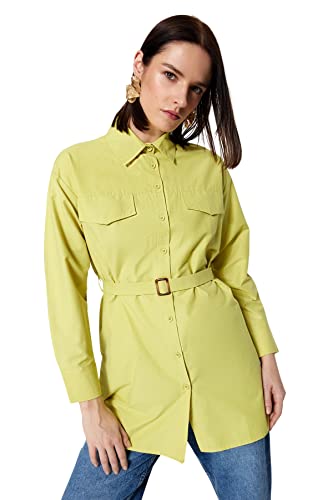 Trendyol Koszula damska, dopasowana, żółta, Musztarda, 66