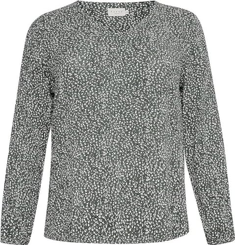 Kaffe Curve damska Plus Size bluzka z długim rękawem z nadrukiem, zielono-czarna/chalk leo, 44