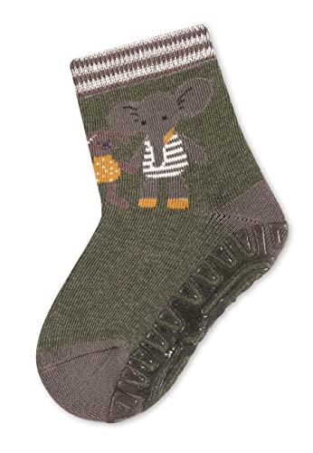 Sterntaler Unisex skarpetki antypoślizgowe słoń zając FLI AIR Eddy + Happy, zielony melanż, normalny, zielony nakrapiany