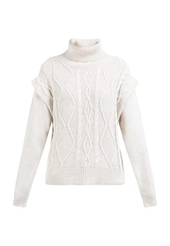 acalmar Damski sweter z dzianiny 39426022-AC01, biały wełna, XS/S, biały (wollweiss), XS-S