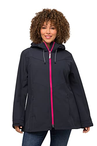 Ulla Popken Damska kurtka softshell z kontrastową kurtką typu bonding, morski, 42-44