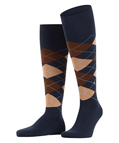 Burlington Mężczyźni Podkolanówki Edinburgh M KH Wełna długie z wzorem 1 Para, Niebieski (Navy 6143), 40-46