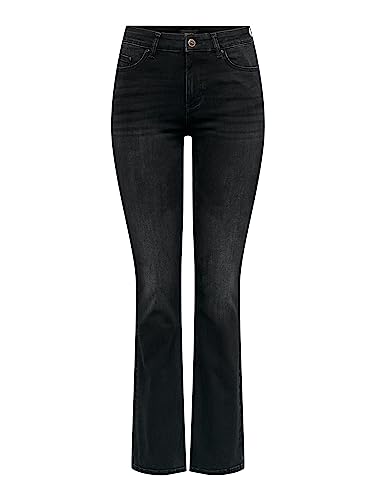 Bestseller A/S Damskie spodnie jeansowe ONLBLUSH MID Flared DNM TAI1099 NOOS ze stretchem, Washed Black, XXS/30, Washed Black, XXS x 30L