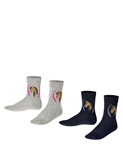 FALKE Uniseks - dzieci Skarpety Horse 2-Pack K SO Bawełna Lurex z wzorem 2 Pak, Wielokolorowy (Sortiment 0010), 31-34 (7-9 lata)