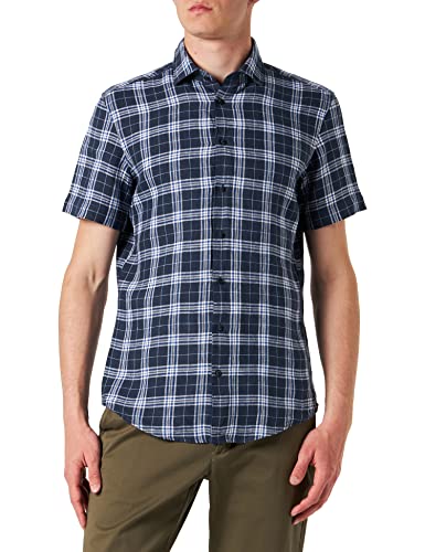 Seidensticker Męska koszula Slim Fit z krótkim rękawem, niebieska, rozmiar 38, niebieski, 38