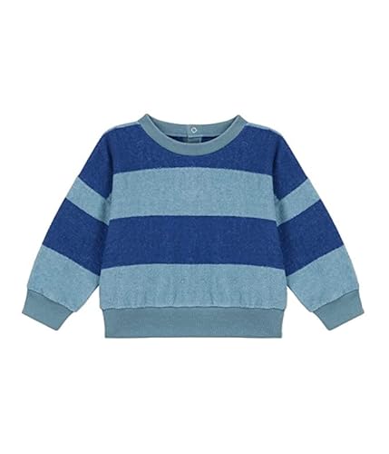 Petit Bateau Chłopięca bluza frotte w paski dla niemowląt, Crepuscule/Rover, 6 miesi?cy