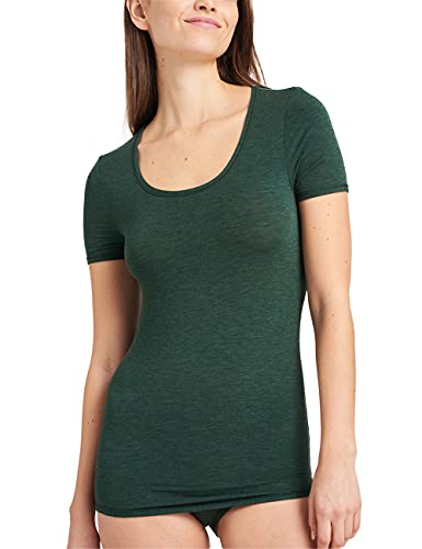 Schiesser Damska koszulka z rękawami podkoszulek - Personal Fit, Ciemnozielony_155413, XL