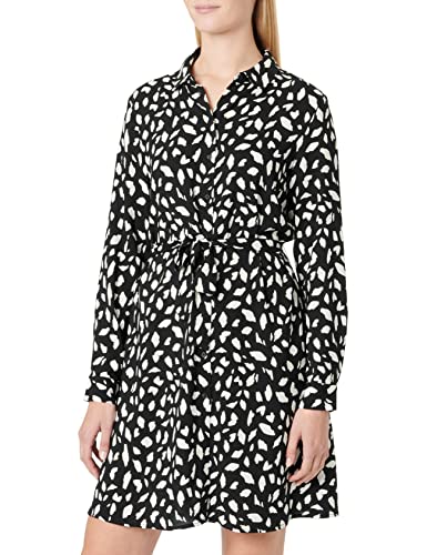 Vila Damska sukienka Vipaya L/S Shirt Dress/Su-Noos, Czarny/Aop: chicka, 34