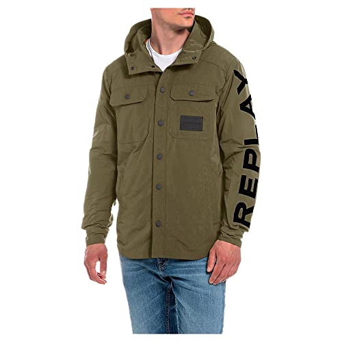 Replay Męska kurtka z kapturem, 606 KHAKI, M