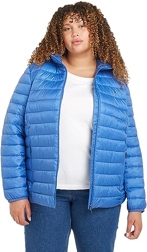 Tommy Hilfiger Damska kurtka CRV LW Wyściełana GLB w paski, Iconic Blue, 54, Kultowy niebieski