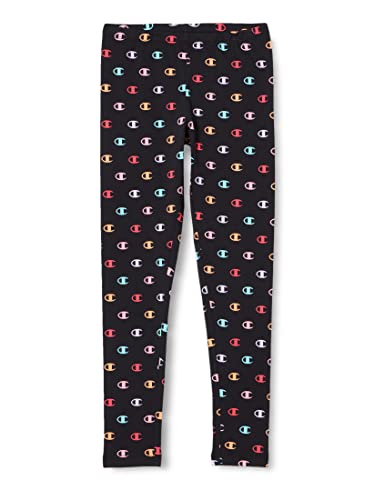 Champion Dziewczęce i dziewczęce Legacy American Classics na całej powierzchni wielokolorowe legginsy z logo, czarne, 15-16 lat
