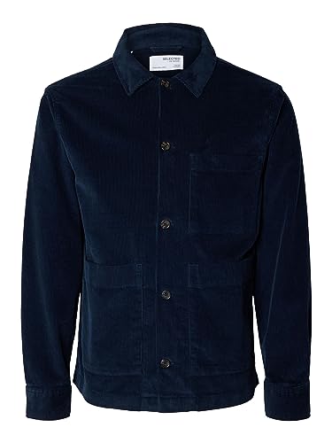 SELETED HOMME Męska koszula sztruksowa Slhloosetony-Cord Overshirt Noos, niebieski, XXL