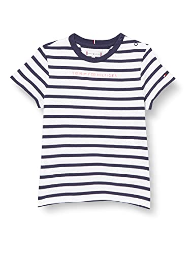 Tommy Hilfiger Koszulka dziewczęca Essential S/S, ciemny granatowy biały pasek, 92