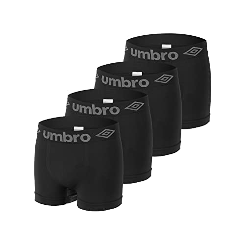 Umbro Bokserki męskie antypoślizgowe, bokserki męskie, wytrzymałe, wygodne (zestaw 4 sztuk), Kolor: czarny, S/M