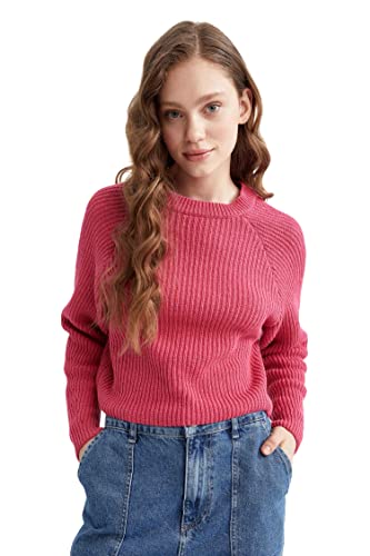 DeFacto Sweter normalny krój dla kobiet - sweter z golfem dla topów damski (fuksja, M), Fuchsia, M