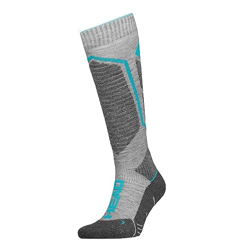 HEAD Unisex Knee-High Performance V-Shape Skarpety narciarskie w kształcie litery V, szare/błękitne Combo, 43/46, Grey / Sky Blue Combo, 43-46 EU