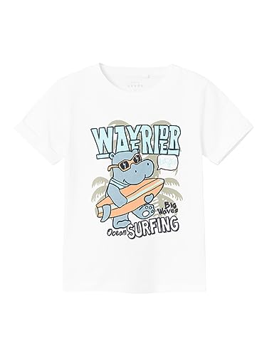Bestseller A/S Chłopcy NMMVUX SS TOP J1 T-shirt, Bright White, 110, Bright White, 110