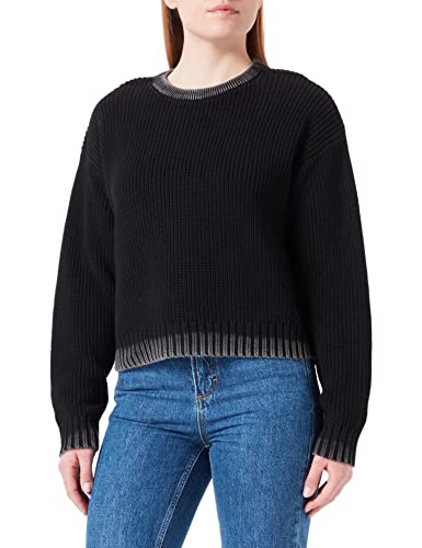 Replay Damski sweter z dzianiny z bawełny, Black 098, L