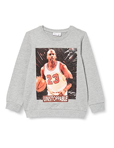 NAME IT Chłopięca bluza Nkmadit Sidmaurer Sweat Box Bru Sky, szary melanż, 134-140