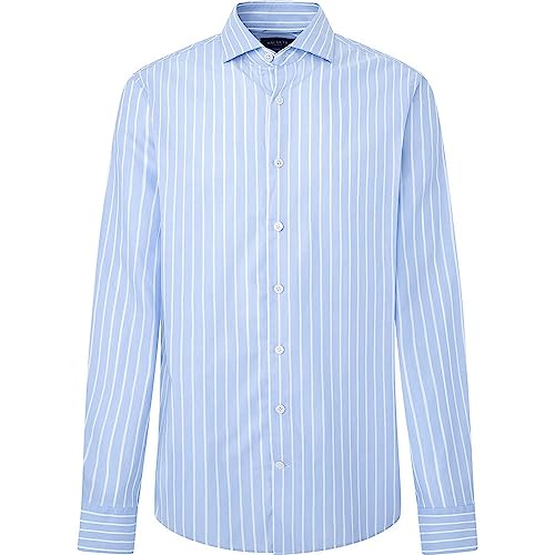 Hackett London Męska koszula z szerokim niebem w paski, niebieski (niebieski/biały), L