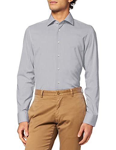 Seidensticker Męska koszula biznesowa – krój slim fit – nie wymaga prasowania – B.D. kołnierz – długi rękaw – 100% bawełna, szary (ciemnoszary 37), 38