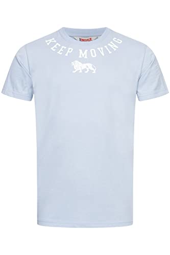 Lonsdale T-shirt męski o regularnym kroju ARDULLIE, niebieski/beżowy, L 117379