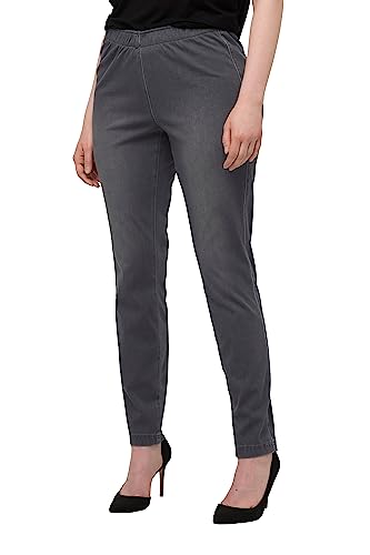 Ulla Popken Damskie spodnie jeansowe z dżerseju, jasnoszary melanż., 50W / 32L