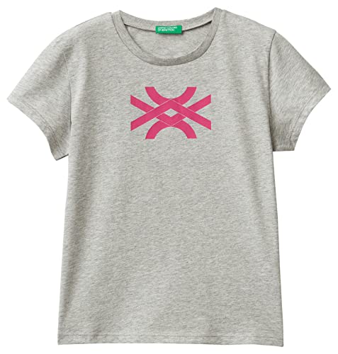 United Colors of Benetton Koszulka dziewczęca z krótkim rękawem, Grigio Melange Medio 501, S