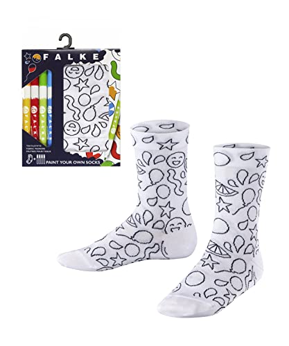 FALKE Uniseks - dzieci Skarpety Paint Your Own Socks K SO Bawełna z wzorem 1 Para, Biały (White 2000), 27-30 (3-6 lata)