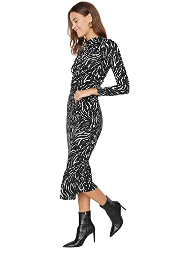 TRENDYOL Women's damska spódnica midi asymetryczna dzianina Skirt, czarna, M, Schwarz, M