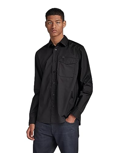 G-STAR RAW Rine Regular koszulka męska z długim rękawem, Czarny (Dk Black D23561-d308-6484), S