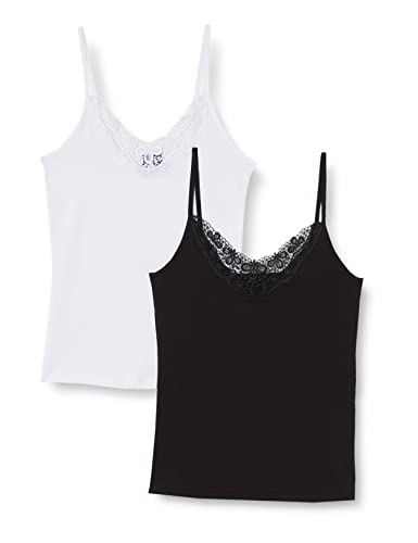 VERO MODA Top damski, Czarny/opakowanie: jasna biel, XL (Wąska talia)