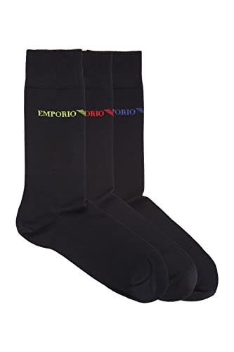 Emporio Armani Męskie krótkie skarpety na co dzień, 3-pak, Czarny/czarny/czarny, rozmiar uniwersalny