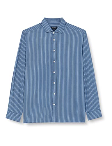 Hackett London Męska koszula indygo w prążki, Indygo, 3XL