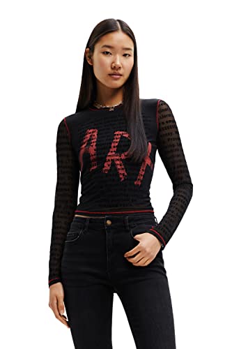 Desigual Damska koszulka z długim rękawem, czarny, XS