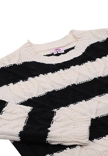 myMo Damski sweter z dzianiny Wełnowobiały czarny XS/S