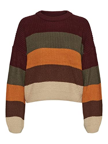 Noisy may Damski sweter NMTIMMY L/S O-Neck Knit NOOS Pulower, Irish Cream/Stripes: Windsor + Desert + Cappucino + KALAMTA, XS