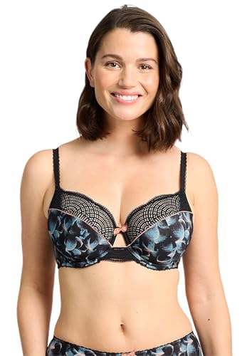 Sans Complexe Klasyczny biustonosz damski, z fiszbinami, Nadruk: Czarna poezja, 80F