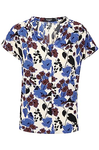 Soaked In Luxury damska bluzka z dekoltem w serek szorty kąpielowe regularne dopasowanie, Sandshell Grafika Kwiat, XL