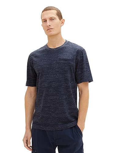 TOM TAILOR T-shirt męski, 32450 - Sky Captain Blue Stripy Inject, XXL