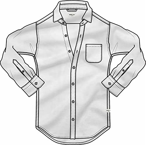 Replay Koszula męska, 1 Biały, XL