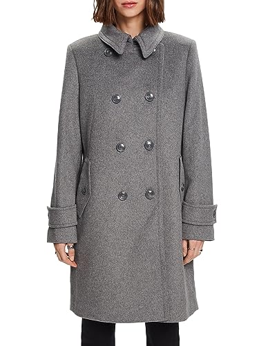 ESPRIT Z recyklingu: płaszcz z wełną, Gunmetal, S