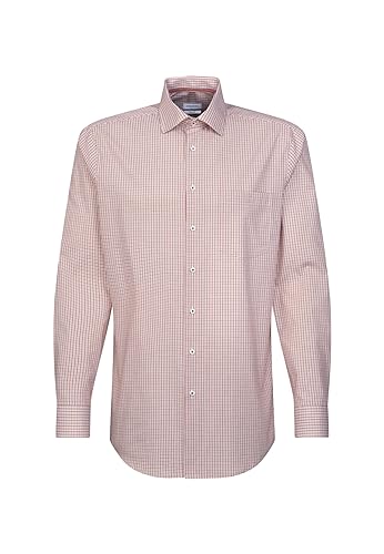 Seidensticker Męska koszula biznesowa - Regular Fit - Łatwa do prasowania - Kołnierz Kent - Długi rękaw - 100% bawełna, czerwony, 42