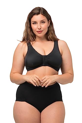 Ulla Popken Damski biustonosz do 130D, biustonosz bez fiszbinów, zapięcie z przodu, wyściełane i szerokie ramiączka, bez wrzynania, czarny 95D 689668100-95D, czarny, 95D