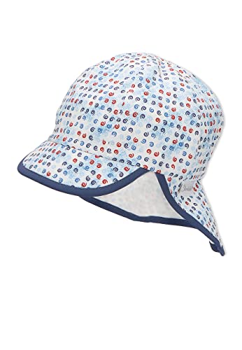 Sterntaler Chłopcy czapka z daszkiem z osłoną karku Flash kapelusz przeciwsłoneczny, biały, 49 cm