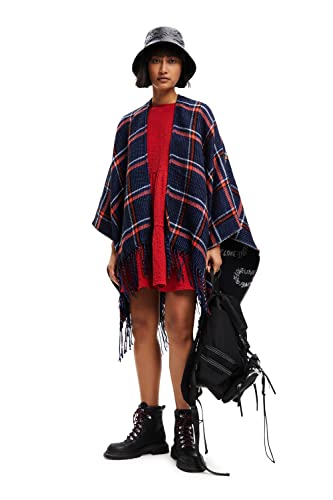 Desigual Poncho_Mix Cuadros P, niebieski, jeden rozmiar dla kobiet, Niebieski, rozmiar uniwersalny