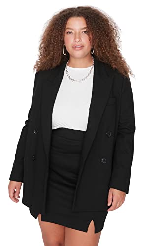 Trendyol Damska spódnica ołówkowa plus size mini spódnica ołówkowa spódnica dzianinowa spódnica plus size, czarna, 3XL, Czarny, 3XL